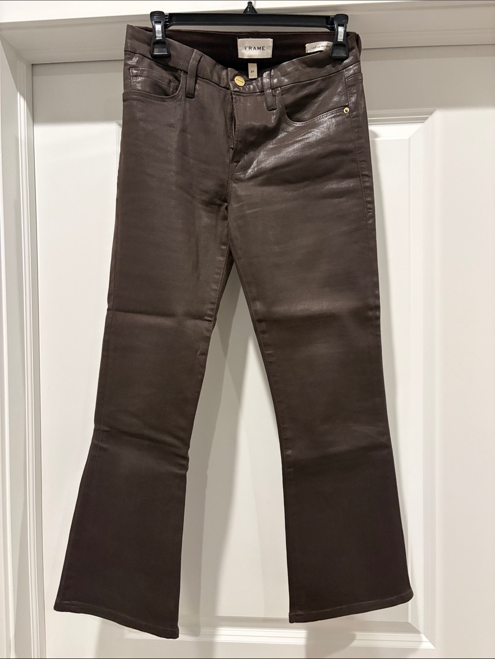 Frame Denim Brown Coated Flare Jeans
